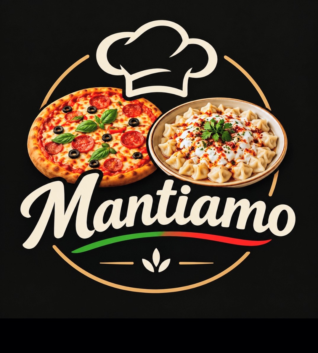 Mantiamo — mantı ve pizza logosu